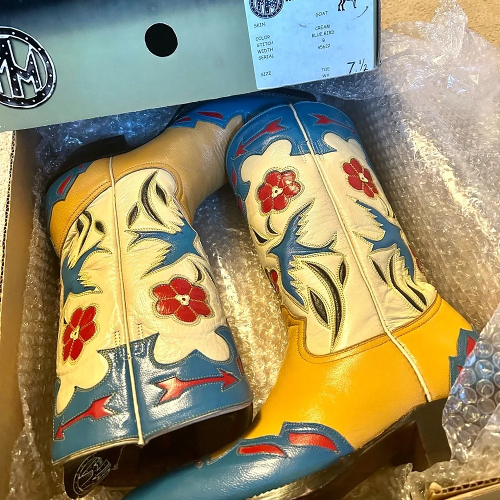 Bluebird Cowboy Boots Montana New Old Stock Gene Autry Centennial Women 7.5 - Picture 9 of 13